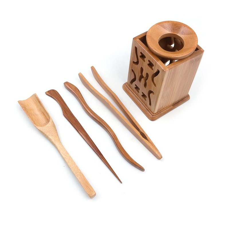 Alnicov Set of 6 Natural Bamboo Tea Utensils Pure Kungfu