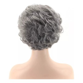 Tishining Pelucas Cortas Rizadas Grises Para Mujeres Blancas, Peluca D