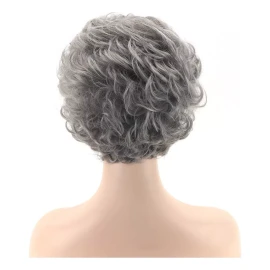 Tishining Pelucas Cortas Rizadas Grises Para Mujeres Blancas, Peluca D