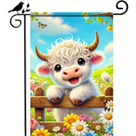 BlissYard Spring Summer Garden Flag 12x18 Double Sided Cute Cow Outdoor Decoration Yard Flag Hello Spring Flower Outdoor Flag Small Farmhouse Seasonal House Decorations Garden Flag