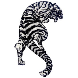 Tiger Patch The Roaring Striped White Tiger Applique Embroidered Iron On Sew On Badge