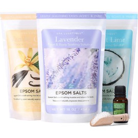 Epsom Salts for Soaking, Spa Luxetique Bath Salts for Women Gifts Set with Lavender, Vanilla and Coconut Scent Bath Set with Tea Tree Oil Gifts for Mom Mother's Day Gifts