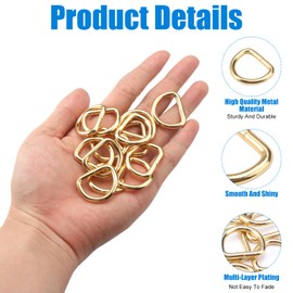 Pack of 30 Half Round D-Ring, D Rings Buckle, Half Rings Golden D-Rings 20 mm x 3.8 mm, Multi-Purpose Metal D-Rings for Backpack, Bags, Belt Buckles, Handbags, Craft Accessories, Carabiner, gold, 20mm