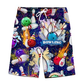Retro Bowling Shorts for Men Pajama Shorts Mens Shorts Casual Men's Swim Trunks Vintage Hawaiian Shorts for Men 3