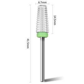 finibir Drill Bits Tungsten Carbide 5 in 1 3/32'' Shank Acrylic Nails, Professional Two Way Rotate Use for Both Left and Right Handed.(C, Silver) 1.0 Count
