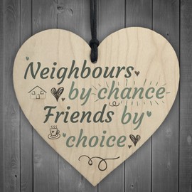 RED OCEAN Funny Neighbours By Chance Shabby Chic Wooden Hanging Heart Plaque Friendship Great Decor