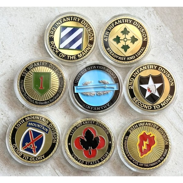 8 Pcs US Army Collector Coin Army Infantry Division 1st