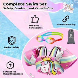 Vvinca Separable Toddler Swim Vest Fit 22-66 Lbs（1-6 Years）|2025 Newest 3 in 1 Pool Float & Arm Bands Boys and Girls, Adjustable Sturdy Safety for Infant 1 2 3 4 5 6 Year