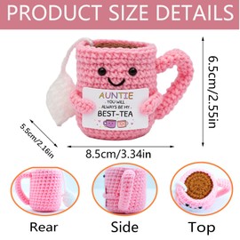 Auntie Gifts, Handmade Crochet Tea Aunties Birthday Gifts, Best Auntie Gifts Presents From Nephew Niece for Auntie Aunty On Mother Day Christmas Thanksgiving Day Valentine's Day
