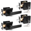 Probrico Square Entry Levers and Double Cylinder Deadbolts Combo Pack,