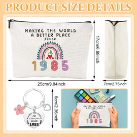 SPHERETRON 40th Birthday Women Gift 40th Birthday Woman Makeup Bag Gift for 40th Birthday Woman for Linen Cosmetic Bags Travel Cosmetics Organize Birthday Gifts