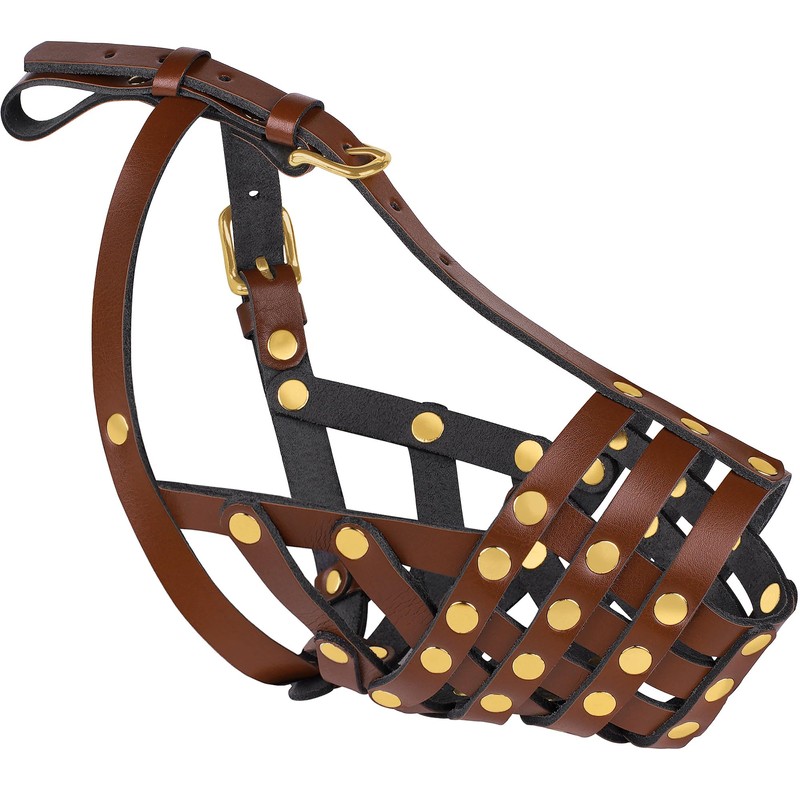 OOPSDOGGY Pitbull Dog Muzzle for Large Dogs - Leather Breathable