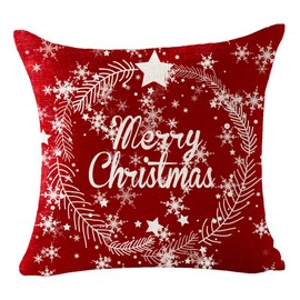 Andreannie Set of 4 Best Christmas Day Gift Pine Tree Merry Christmas Cross Jesus Cotton Linen Throw Pillow Case Cushion Cover Home Office Decorative Square 18 X 18 Inches (Cerise)