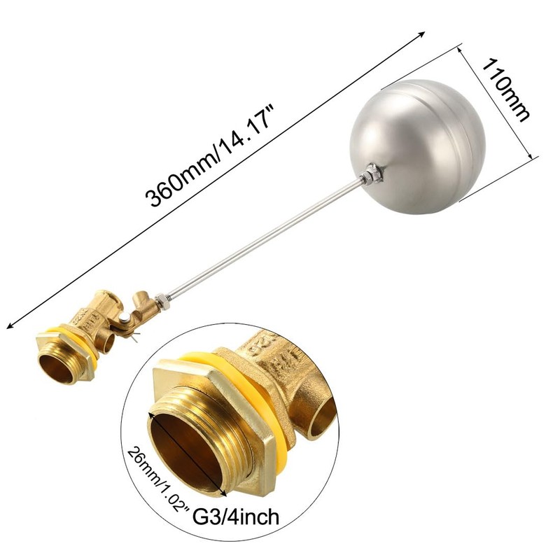 sourcing map Water Sensor Float 304 Stainless Steel Ball Lock