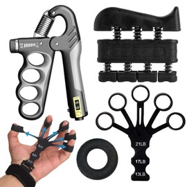 Hand Trainer, Finger Trainer, Osuter Forearm Trainer, Grip Strength Trainer Set, Pack of 4, Adjustable Grip Trainer, Adjustable Hand Gripper Wrist Trainer, Finger Stretcher Training Ring