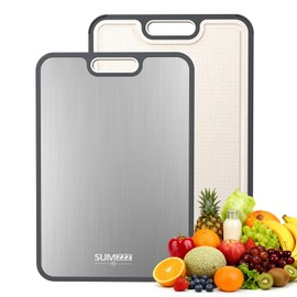 Titanium Cutting Board for Kitchen, Cutting Board Double Sided Food Grade, Pure Titanium/PP, Easy to Clean Large Size 15”×10.3”