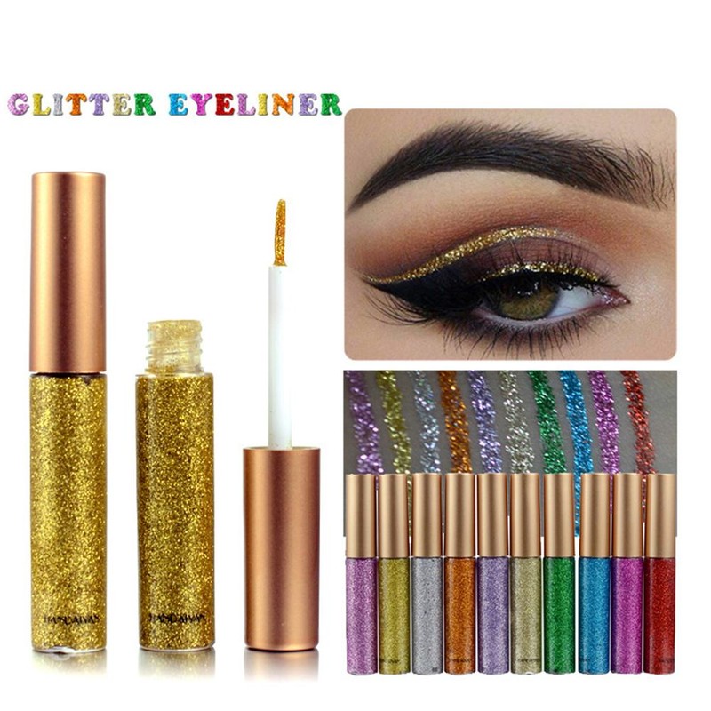 10 Pcs Glitter Liquid Eyeliner Metallic Glitter Eyeshadow Waterproof Long