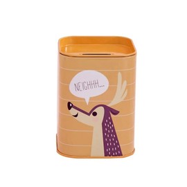 Money Box for Children, Animals, Original Money Box from Tin with Lid, Cheap Money Box that can also be used as a Pencil Box (Deer)