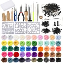 uxcell 50 Colors Needle Felting Wool - Nature Fibre Wool Yarn Roving Needle Felting Hand for Wool Felting Yarn Supplies DIY Craft Materials, 3g/Pack