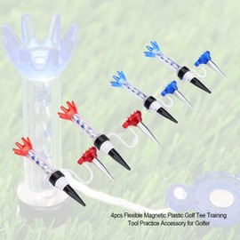 4pcs Flexible Magnetic Plastic Tees Set, Hitting Training Tool for Winter Turf and Driving Range Home Training
