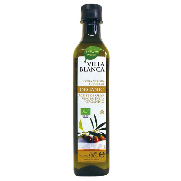 Nakato Villa Blanca Organic Extra Virgin Olive Oil, 16.9 fl oz (500 ml), Pet (Cold Pressed Method, Organic JAS Certified), 1 Bottle
