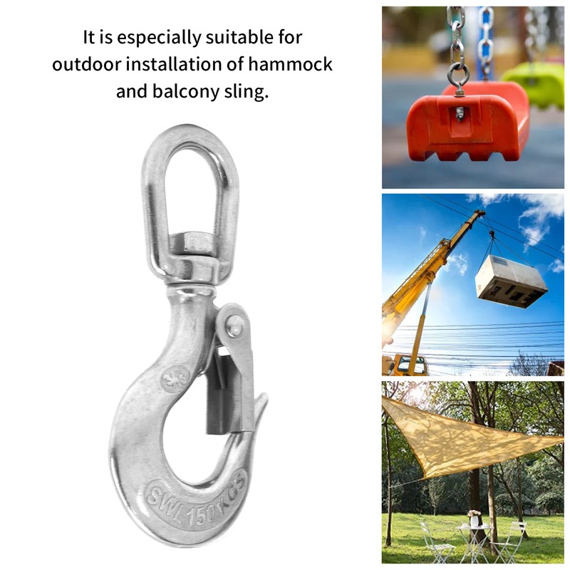 5pcs Stainless Steel Eye Slip Hook with Safety Latch Lifting