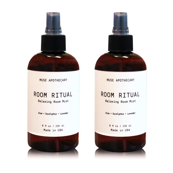 Muse Bath Apothecary Room Ritual - Aromatic and Relaxing Room Mist, 8 oz, Infused with Natural Essential Oils - Aloe + Eucalyptus + Lavender, 2 Pack