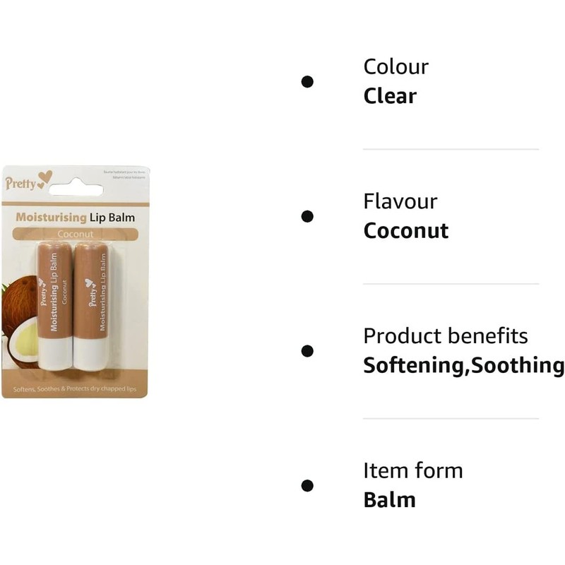 Zarkles Pretty Coconut Moisturising Lip Balm 2 x 4.3g for