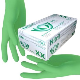 SFM ® Greenlets Nitrile: XS, S, M, L, XL, Green, Powder-Free F-tex Disposable Gloves, Examination Gloves, Nitrile Gloves, XS (100)