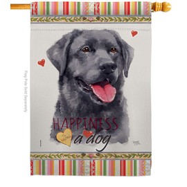 Breeze Decor Labrador Happiness House Flag Dog Puppy Spoiled Paw Canine Fur Pet Nature Farm Animal Creature Decoration Banner Small Garden Yard Gift Double-Sided, Made in USA