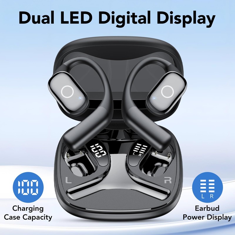 Open Ear Earbuds, Wireless Bluetooth 5.4 Ear Buds with Big