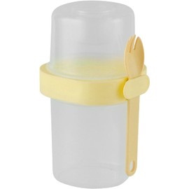 Tazas Yogurt Parfait On The Go, Recipiente Avena Doble Capa con Tapas y Cuchara, Taza Yogurt Cereales Portátil para el Desayuno y el Almuerzo (Amarilla)