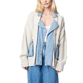 [BLANKNYC] Women's Denim and Knit Button Up Cardigan, Last Call, LG