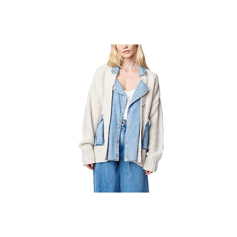 [BLANKNYC] Women's Denim and Knit Button Up Cardigan, Last Call,
