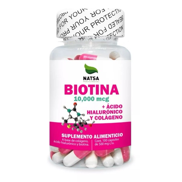 Biotina 10,000 mcg | Con Ácido Hialurónico y Colágeno |