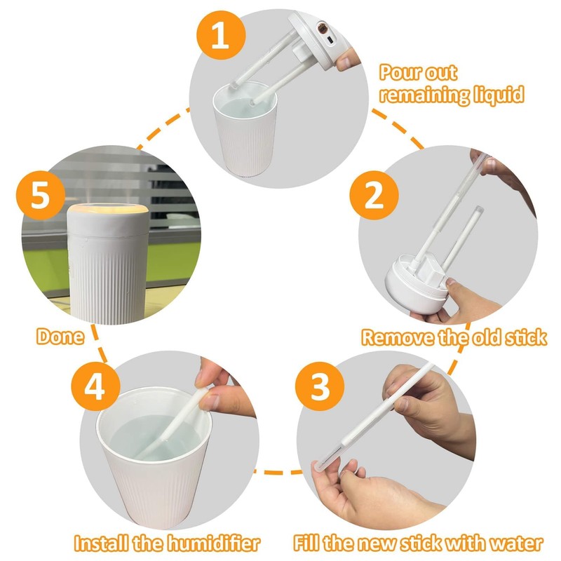 60PCS Humidifier Stick Filter Refill - 6In Humidifier Filter Sticks