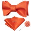 Dubulle Orange Self Tied Bow Tie and Lapel Pin Set