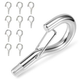 Screw Hooks, Pack of 10, M5 Screw Hooks, Stainless Steel Hook Screws, Screw-In Hooks, Ceiling Hooks, Wall Hooks with Spring Buckle, Eye Hooks for Plant Baskets, Bird Feeders, Wind Chimes, Fairy Lights