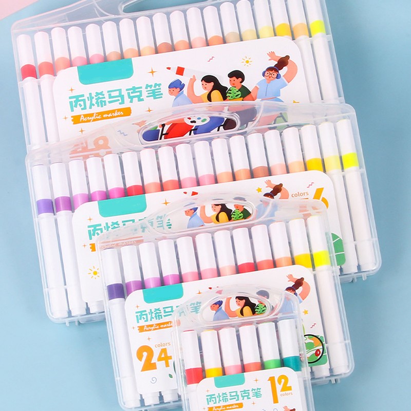 36 Colors Acrylic Paint Marker Pens High Coverage Power Triangular
