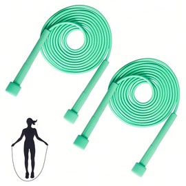 Senshuomy Adjustable Skipping Rope for Adult and Kids,Jump Rope,With Adjustable Length,Lightweight and Portable,Featuring a Comfortable Handle for Speed Jumping(Green/2 pcs)
