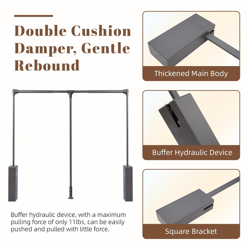 Nisorpa Pull Down Closet Rod for Hanging Clothes, 35-47 Inch