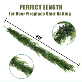 2026New 6FT Christmas Garland Norfolk Pine Garland Olive Garland Vine Wreath Real Touch Artificial Faux Greenery Wreath, for Table, Mantle, Wall, Indoor, Outdoor Christmas Decorations (1PC)