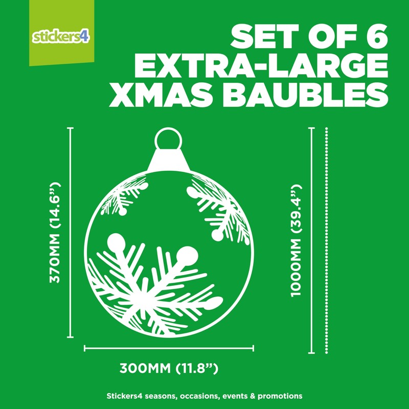 Christmas Window Stickers - Xmas Snowflake Hanging Bauble Window Cling