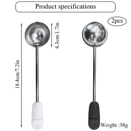 2 Pack Tea Infuser for Loose Tea, Rotatable Handle Loose Leaf Tea Infuser, Reusable Stainless Steel, Suitable ForMost of The Tea and Mullins Spices, Etc(White and Black)
