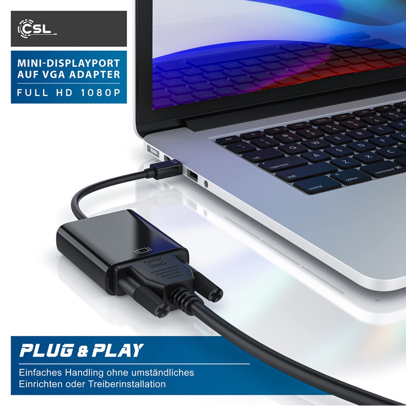 CSL – Mini DisplayPort to HDMI DVI VGA Black V1