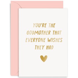 Old English Co. Special Godmother Birthday Card - Sweet Birthday Card for Godmother from Goddaughter or Godson - Cute Heartfelt Birthday Card in Gold Foil for Her | Blank Inside with Envelope