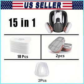 15 In1 6800 Reusable Mask Spray Dust Cover Mask 1pc, Full-face Mask With Filters
