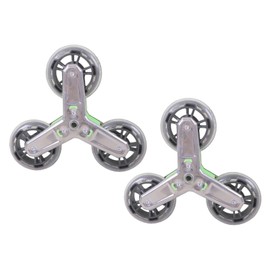 Milageto 2 x Replacement Triangle Stair Climbing Wheels Swivel Caster Wheels Triangular Shopping Trolley Wheels Hand Truck Wheels Green