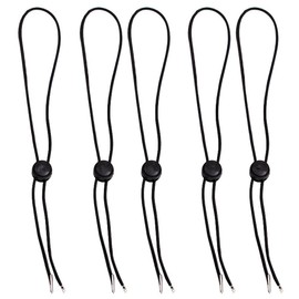 Hat Chin Cord, Black Flexible Removable Hat Chin Strap with Spring Loaded Stop Cord Lock,Pack of 5
