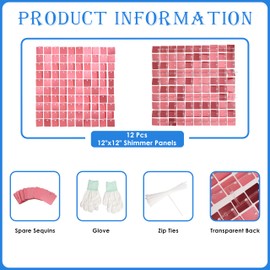 Shimmer Wall Backdrop Matte Pink Square Sequin Wall Panel Backdrop Decor for Wedding, Anniversary, Birthday, Party, 12 Panels